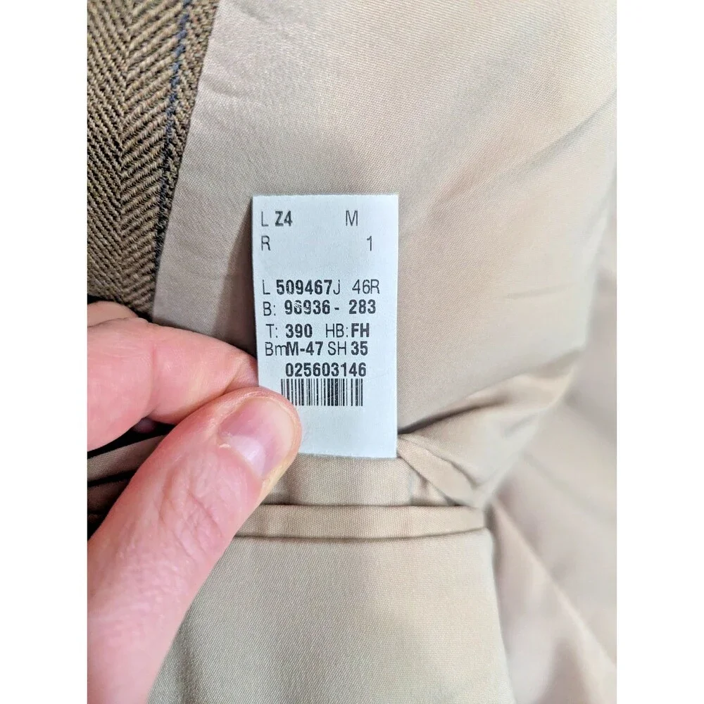 Lauren Ralph Lauren Wool Blazer Mens 46R Brown Plaid Sport Coat